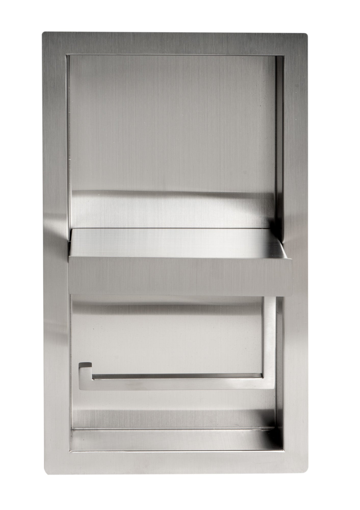 ALFI brand ABTPN88-BSS Brushed Stainless Steel Recessed Toilet Paper Holder Niche, 19 Gauge