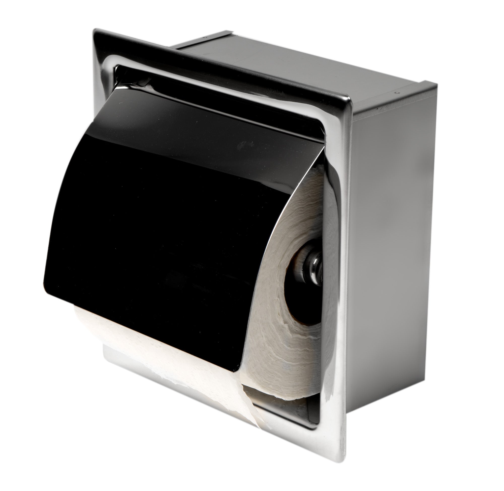 ALFI brand ABTP77-PSS Polished Stainless Steel Recessed Toilet Paper Holder with Cover, Chrome