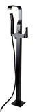 ALFI brand Brass, AB2180-BM Black Matte Single Lever Floor Mounted Tub Filler Mixer w Hand Held Shower Head