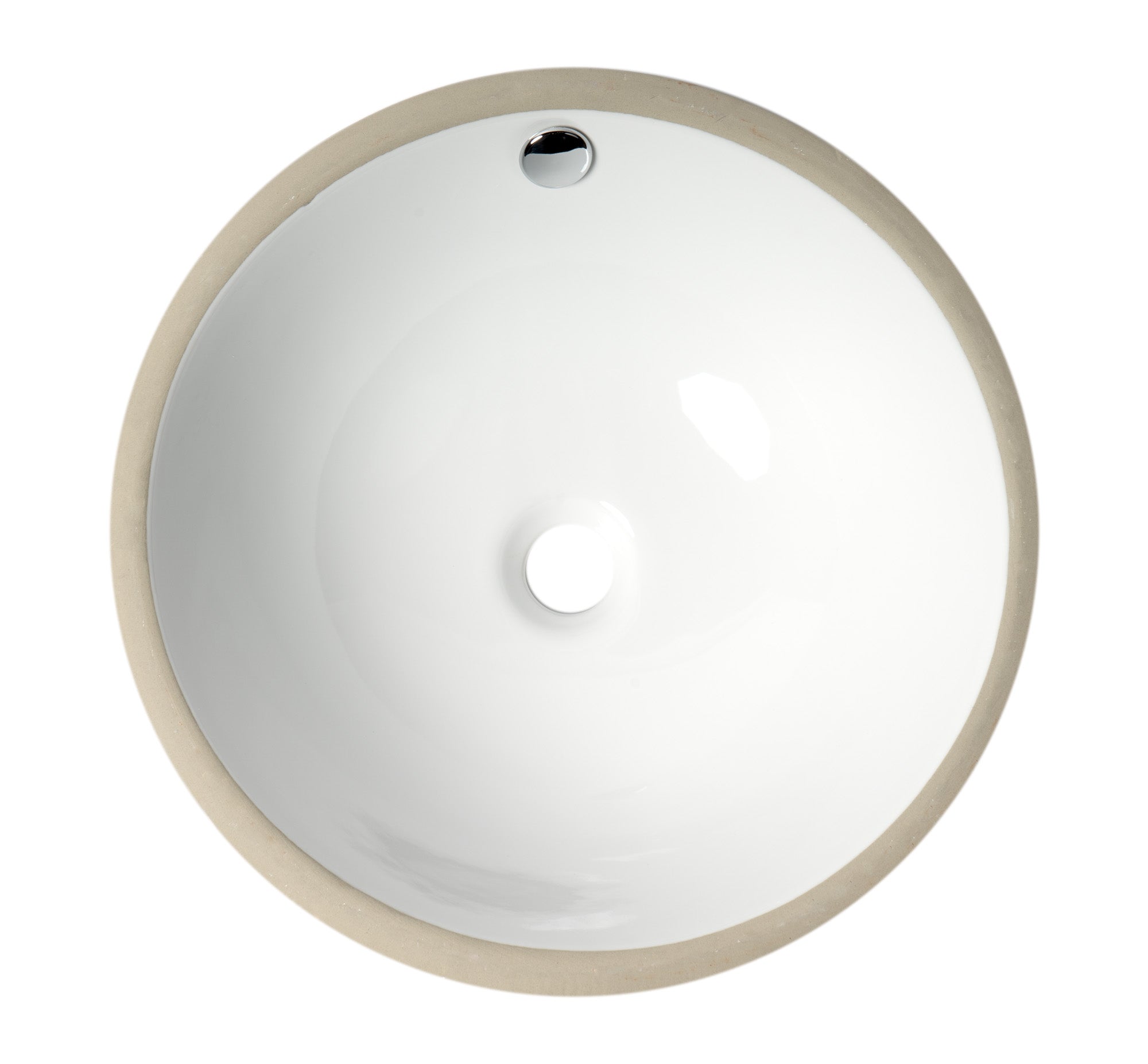 ALFI brand 16.88" x 16.88" Round Under Mount Porcelain Bathroom Sink, White, No Faucet Hole, ABC601