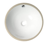 ALFI brand 16.88" x 16.88" Round Under Mount Porcelain Bathroom Sink, White, No Faucet Hole, ABC601