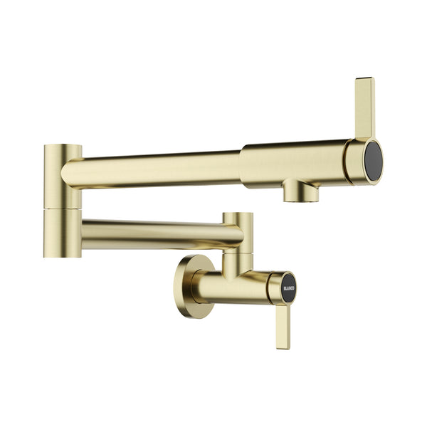 Blanco Culina II Wall-Mounted Pot Filler, Satin Gold, 1.5 GPM, Brass, 527488