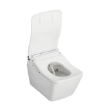 TOTO WASHLET+ SP Wall-Hung Square-Shape Toilet with SW Bidet Seat and DuoFit In-Wall 1.28 and 0.9 GPF Dual-Flush Tank System, Matte Silver, Vitreous China|Plastic|Steel, Cotton White, CWT4494549CMFGA#MS