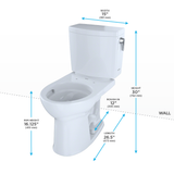 TOTO Drake II 1G Two-Piece Round 1.0 GPF Universal Height Toilet with CEFIONTECT and Right-Hand Trip Lever, Cotton White, Vitreous China, CST453CUFRG#01