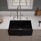 ALFI brand 30" Fireclay Farmhouse Sink, Black Matte, No Faucet Hole, ABF3018-BM