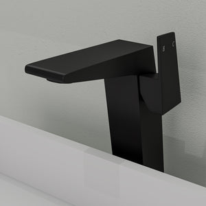 Alternate Image for ALFI brand 1.2 GPM Lever Straight Spout Bathroom Faucet, Modern, Black Matte, AB1475-BM