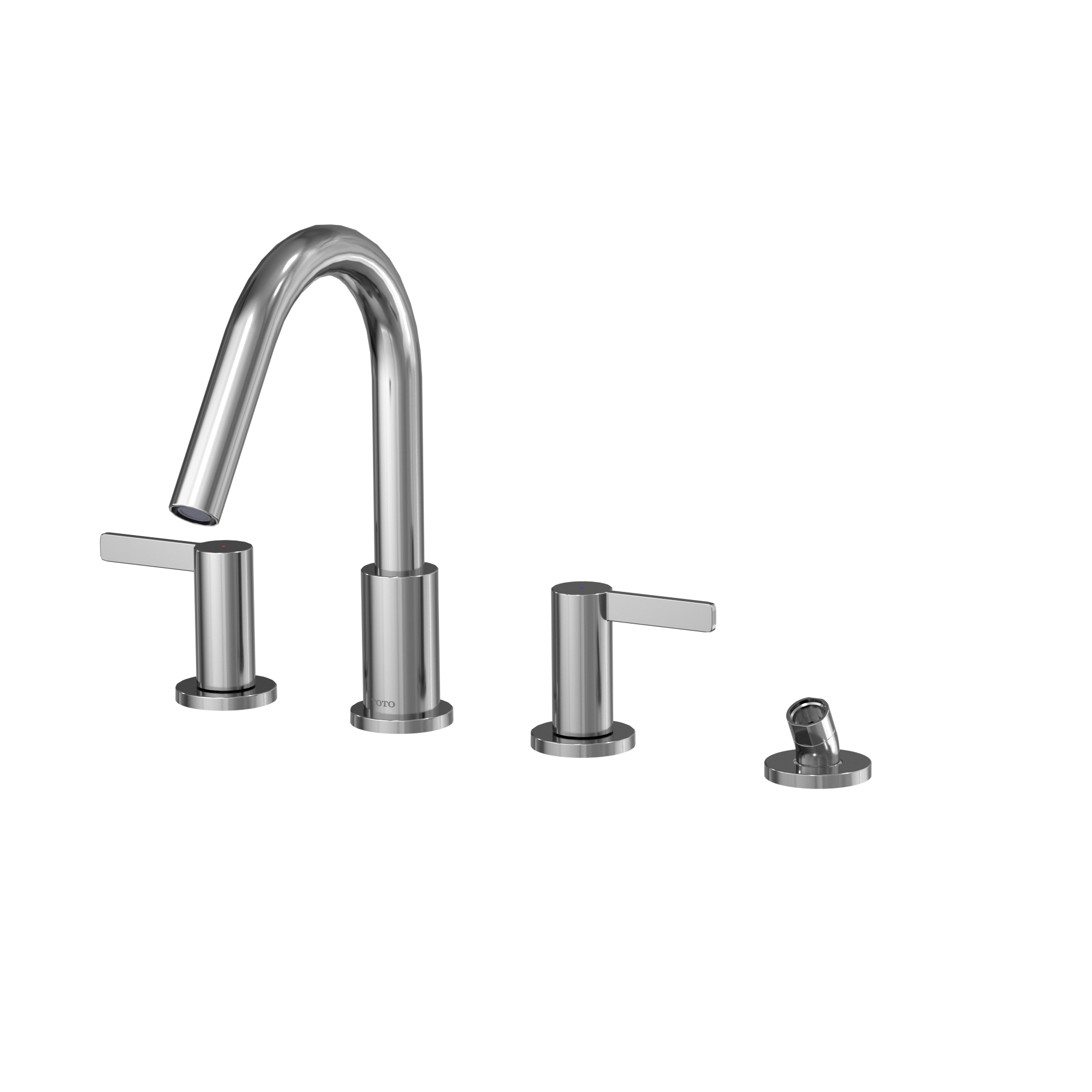 TOTO GF Two Lever Handle Deck-Mount Roman Tub Filler Trim with Handshower, Polished Chrome, Brass, TBG11202UA#CP