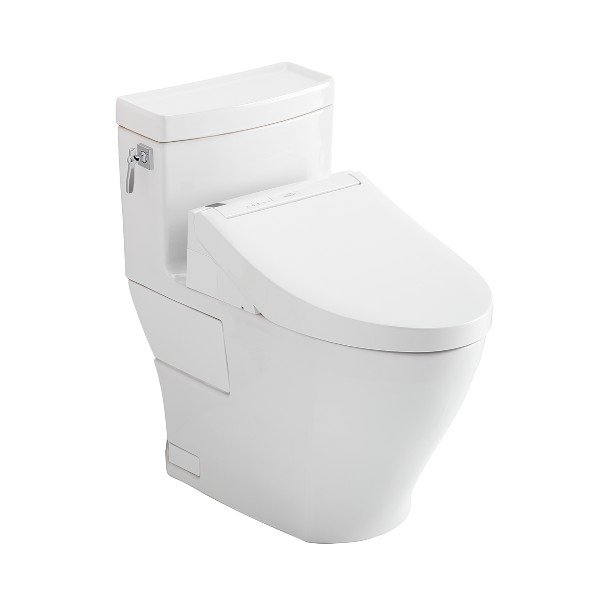 TOTOWASHLET+ Aimes One-Piece Elongated 1.28 GPF Toilet and WASHLET C5 Bidet Seat, Cotton White, Vitreous China|Plastic, MW6263084CEFG#01