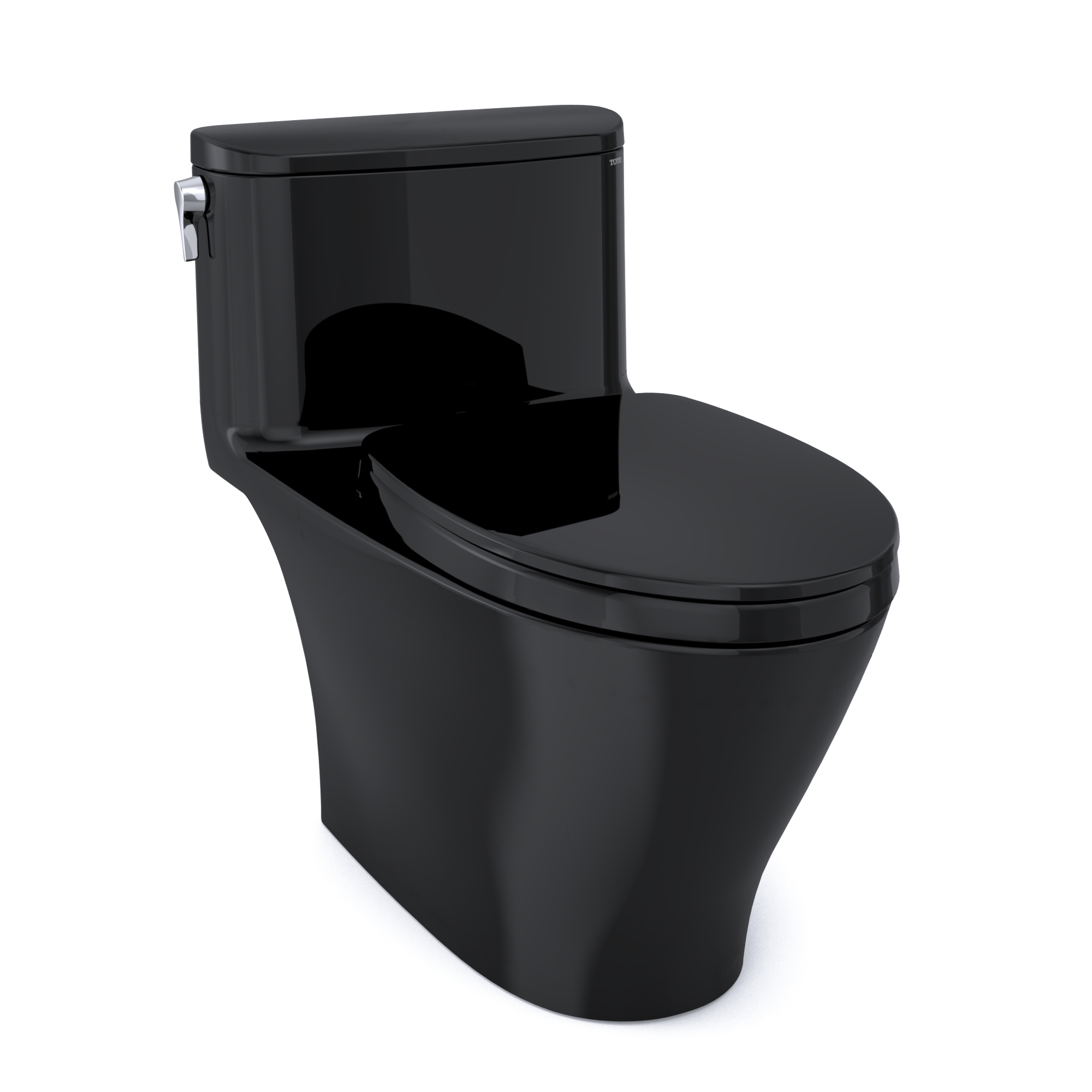 TOTO Nexus One-Piece Elongated 1.28 GPF Universal Height Toilet with SS124 SoftClose Seat, WASHLET+ Ready, Ebony, Vitreous China, MS642124CEF#51