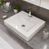 ALFI brand 23.63" x 20.13" Rectangle Drop In Porcelain Bathroom Sink, White, 1 Faucet Hole, ABC701