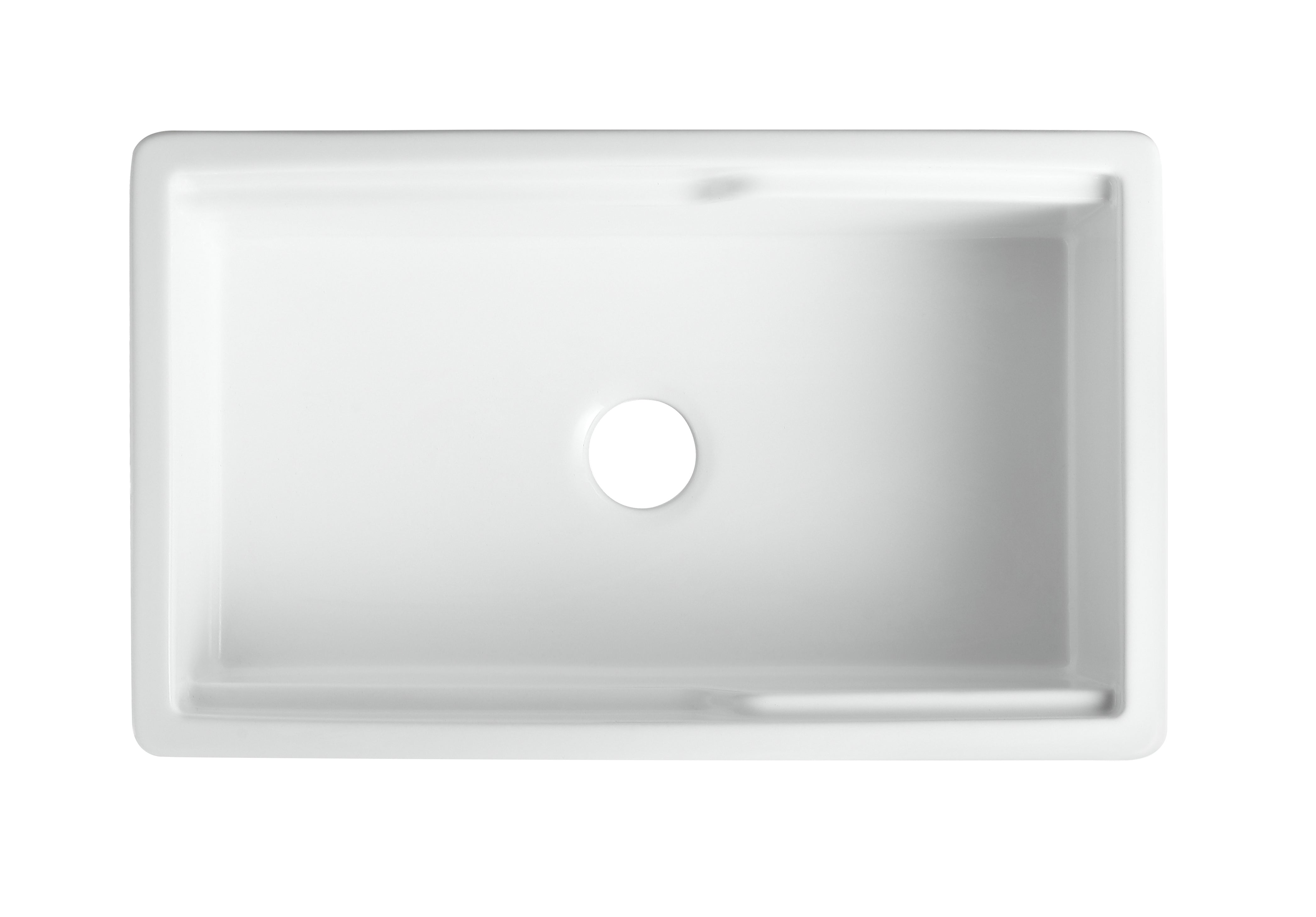 ALFI brand 32 fireclay workstation farmhouse step rim sink white product image