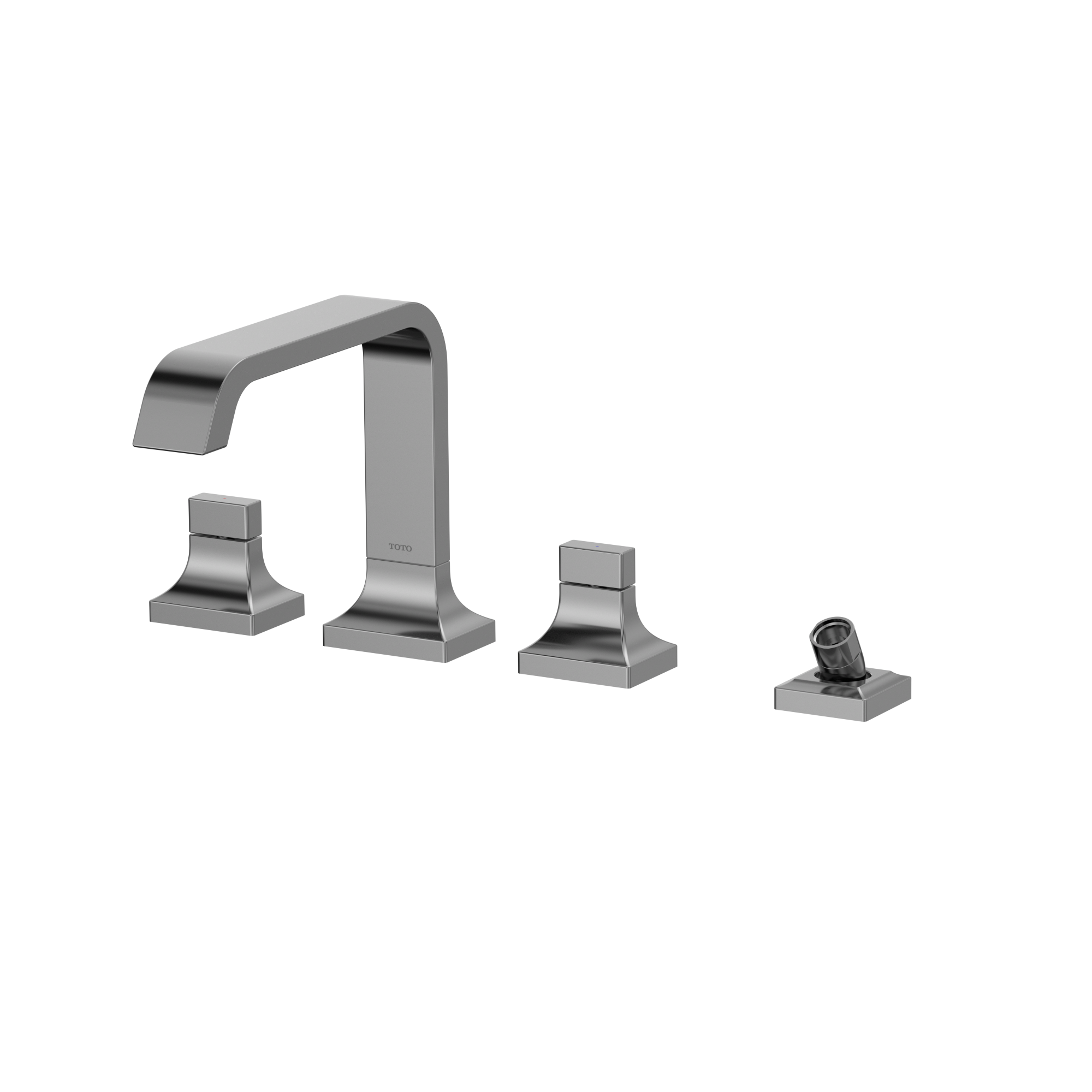TOTO GC Two-Handle Deck-Mount Roman Tub Filler Trim with Handshower, Polished Chrome, Brass, TBG08202U#CP