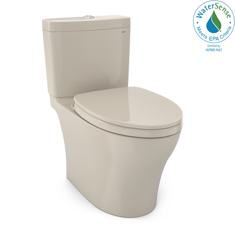 TOTO Aquia IV WASHLET+ Two-Piece Elongated Dual Flush 1.28 and 0.9 GPF Toilet with CEFIONTECT, Bone, Vitreous China, MS446124CEMGN#03