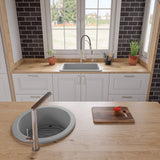 ALFI brand 27" Under Mount Fireclay Kitchen Sink, Gray Matte, No Faucet Hole, ABF2718UD-GM