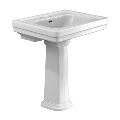 TOTO Promenade 27-1/2" x 22-1/4" Rectangular Pedestal Bathroom Sink for 4 inch Center Faucets, Cotton White, Vitreous China, LPT530.4N#01