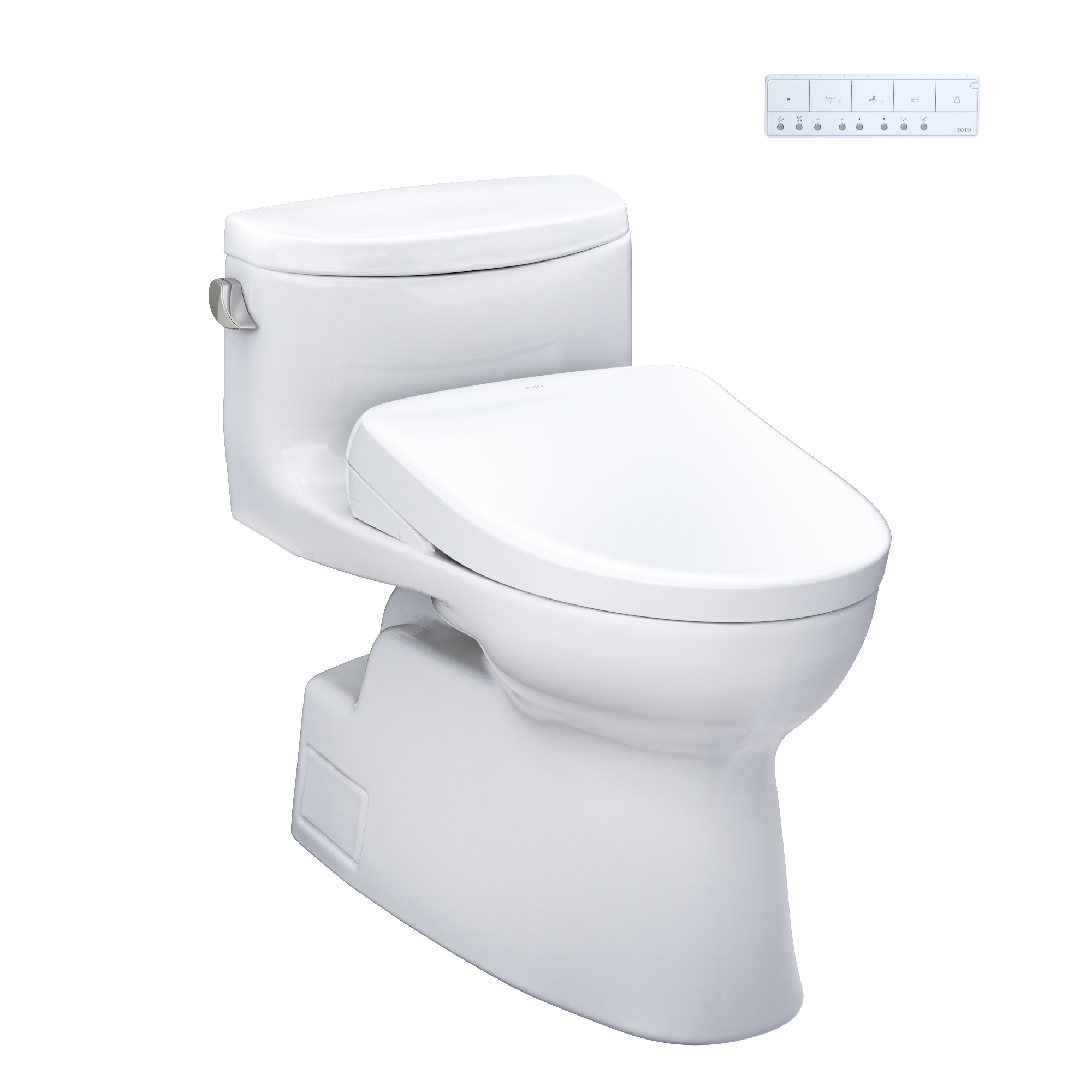 TOTO WASHLET+ Carolina II One-Piece Elongated 1.28 GPF Toilet and WASHLET+ S7 Contemporary Bidet Seat, Cotton White, Vitreous China|Plastic, MW6444736CEFG#01