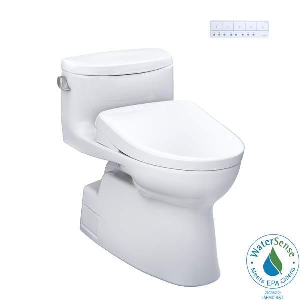 TOTO WASHLET+ Carolina II One-Piece Elongated 1.28 GPF Toilet and WASHLET+ S7 Contemporary Bidet Seat, Cotton White, Vitreous China|Plastic, MW6444736CEFG#01