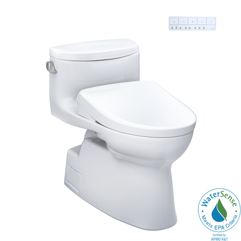 TOTO WASHLET+ Carolina II One-Piece Elongated 1.28 GPF Toilet and WASHLET+ S7 Contemporary Bidet Seat, Cotton White, Vitreous China|Plastic, MW6444736CEFG#01