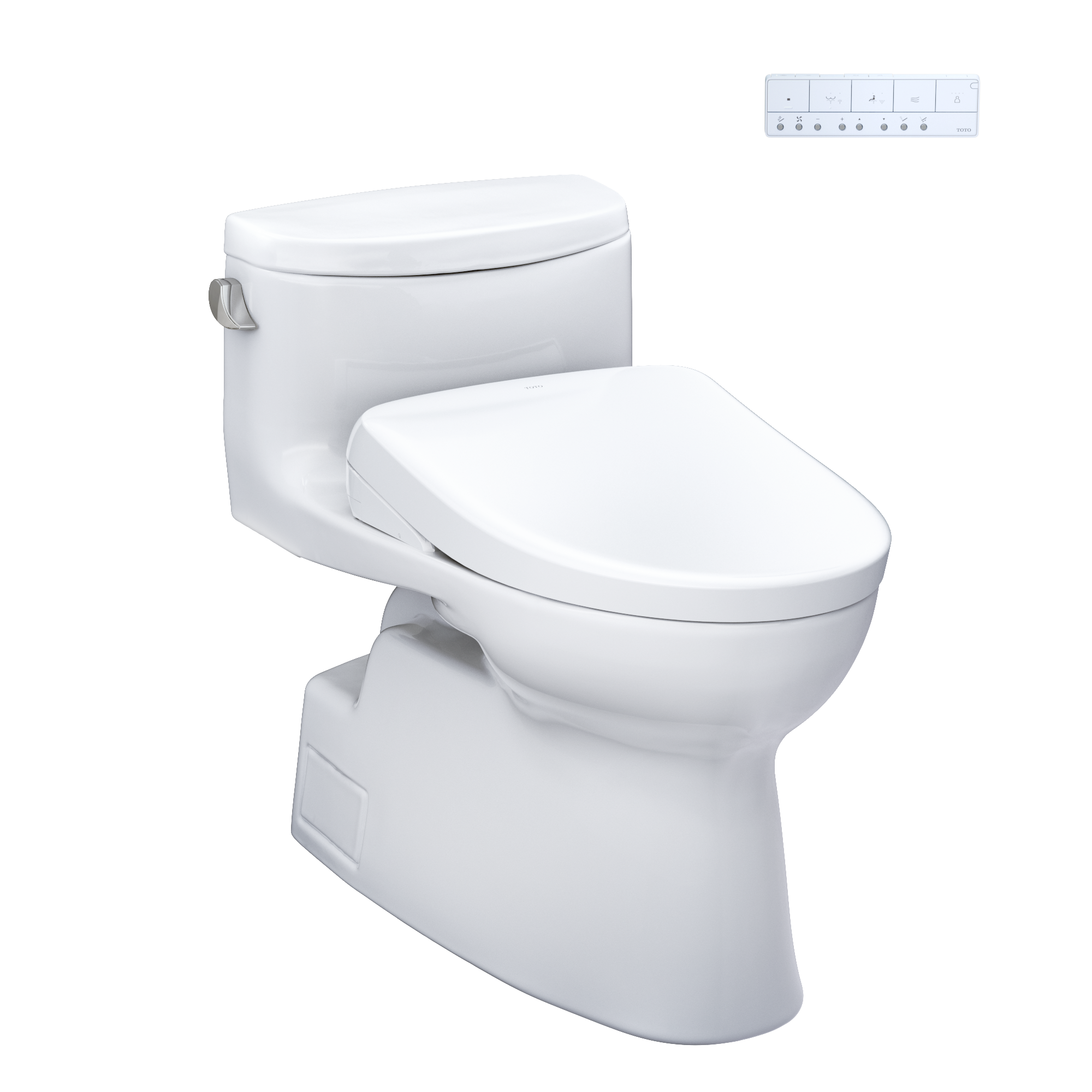 TOTO WASHLET+ Carolina II One-Piece Elongated 1.28 GPF Toilet and WASHLET+ S7 Contemporary Bidet Seat, Cotton White, Vitreous China|Plastic, MW6444726CEFG#01