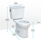 TOTO Drake Transitional Two-Piece Round 1.28 GPF Universal Height TORNADO FLUSH Toilet with CEFIONTECT, Colonial White, Vitreous China, CST785CEFG#11