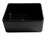 ALFI brand 24" Fireclay Farmhouse Sink, Black Matte, No Faucet Hole, ABF2418-BM