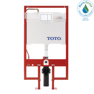 Alternate Image for TOTO DuoFit In-Wall Dual Flush 0.9 and 1.6 GPF Tank System Copper Supply line and White Rectangular Push Plate, Stainless Steel, WT152800M#WH