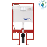 TOTO DuoFit In-Wall Dual Flush 0.9 and 1.6 GPF Tank System Copper Supply line and White Rectangular Push Plate, Stainless Steel, WT152800M#WH