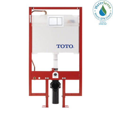 TOTO DuoFit In-Wall Dual Flush 0.9 and 1.6 GPF Tank System Copper Supply line and White Rectangular Push Plate, Stainless Steel, WT152800M#WH