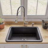 ALFI brand 27" Dual Mount Fireclay Kitchen Sink, Black Matte, No Faucet Hole, ABF2718UD-BM