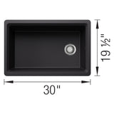 Blanco Inteos 30" Undermount Silgranit Workstation Kitchen Sink, Coal Black, No Faucet Hole, 443303