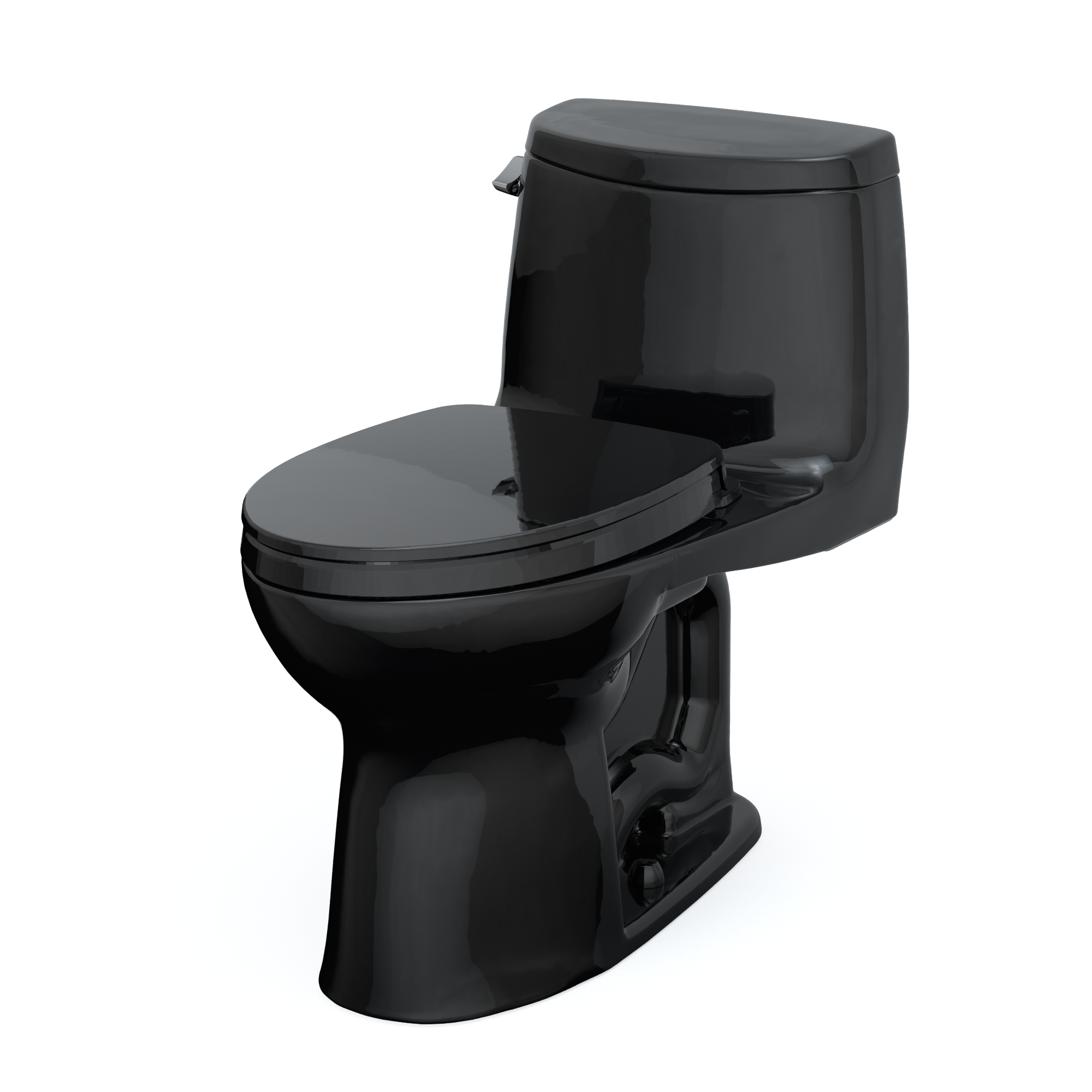TOTO UltraMax II One-Piece Elongated 1.28 GPF Universal Height Toilet with SS124 SoftClose Seat, WASHLET+ Ready, Ebony, Vitreous China|Plastic, MS604124CEF#51