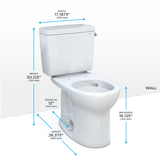 TOTO Drake Two-Piece Round 1.28 GPF Universal Height TORNADO FLUSH Toilet with CEFIONTECT, Cotton White, Vitreous China, CST775CEFRG#01