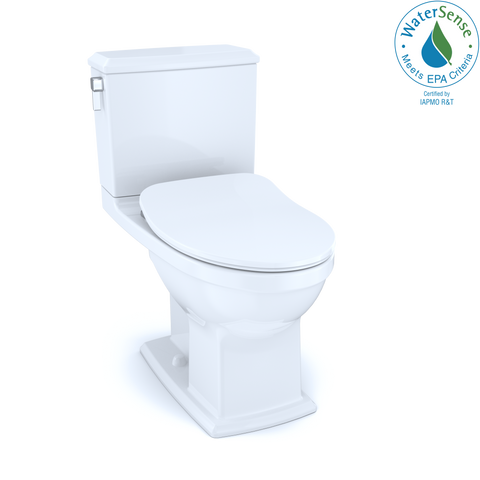 TOTO Connelly Two-Piece Elongated Dual Flush 1.28 and 0.9 GPF Toilet with CEFIONTECT, WASHLET+ Ready, Cotton White, Vitreous China, MS494234CEMFG#01