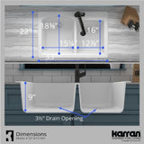 Karran 33" Drop In/Topmount Quartz Composite Kitchen Sink, 60/40 Double Bowl, White, QT-610-WH