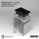 Karran 33" Drop In/Topmount Quartz Composite Kitchen Sink, 60/40 Double Bowl, Black, QT-630-BL