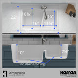 Karran 33" Drop In/Topmount Quartz Composite Kitchen Sink, 60/40 Double Bowl, White, QT-630-WH