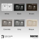 Karran 33" Drop In/Topmount Quartz Composite Kitchen Sink, 60/40 Double Bowl, Brown, QT-630-BR