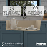 Karran 33" Drop In/Topmount Quartz Composite Kitchen Sink, Bisque, QT-670-BI