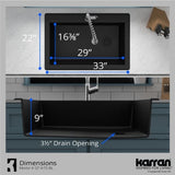 Karran 33" Drop In/Topmount Quartz Composite Kitchen Sink, Black, QT-670-BL