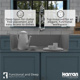 Karran 33" Drop In/Topmount Quartz Composite Kitchen Sink, Grey, QT-670-GR