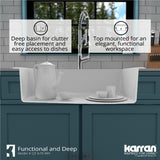Karran 33" Drop In/Topmount Quartz Composite Kitchen Sink, White, QT-670-WH