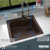 Karran 25" Drop In/Topmount Quartz Composite Kitchen Sink, Brown, QT-671-BR-PK1