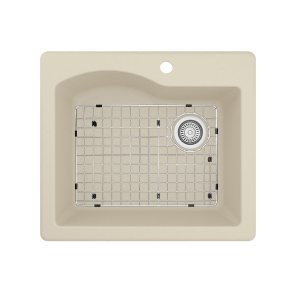 Karran 25" Drop In/Topmount Quartz Composite Kitchen Sink, Bisque, QT-671-BI-PK1