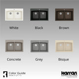 Karran 33" Drop In/Topmount Quartz Composite Kitchen Sink, 50/50 Double Bowl, White, QT-710-WH