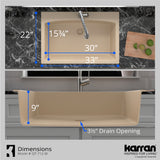 Karran 33" Drop In/Topmount Quartz Composite Kitchen Sink, Bisque, QT-712-BI