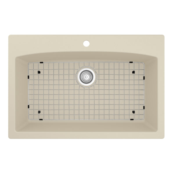 Karran 33" Drop In/Topmount Quartz Composite Kitchen Sink, Bisque, QT-712-BI-PK1