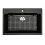 Karran 33" Drop In/Topmount Quartz Composite Kitchen Sink, Black, QT-712-BL-PK1