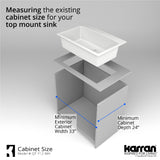 Karran 33" Drop In/Topmount Quartz Composite Kitchen Sink, White, QT-712-WH
