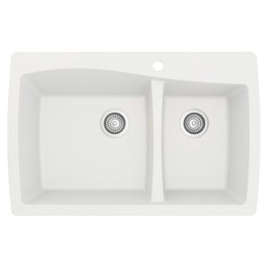Alternate Image for Karran 34" Drop In/Topmount Quartz Composite Kitchen Sink, 60/40 Double Bowl, White, QT-721-WH