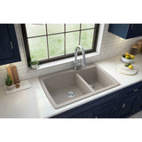 Karran 34" Drop In/Topmount Quartz Composite Kitchen Sink, 60/40 Double Bowl, Concrete, QT-721-CN